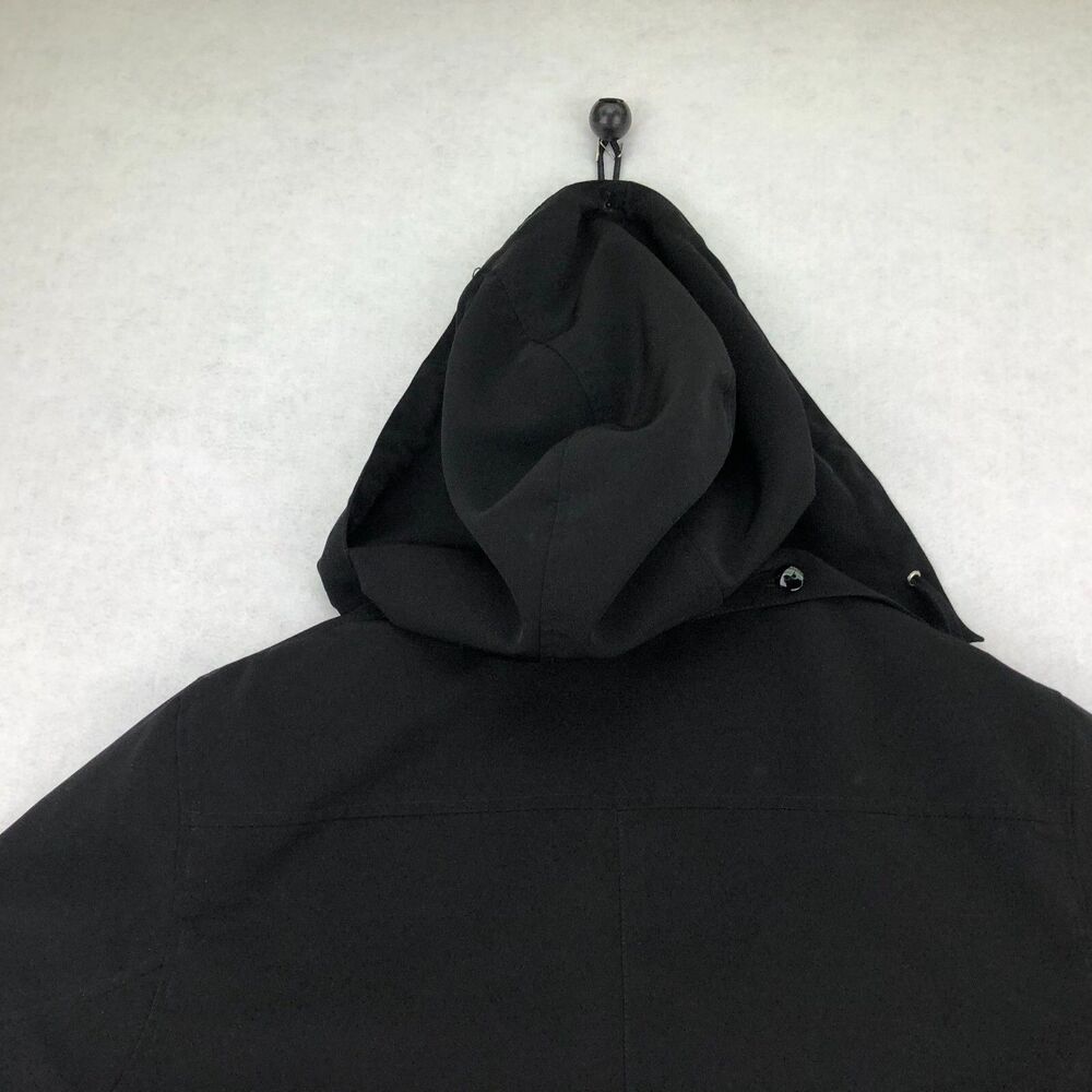 IZ Sport Windbreaker Raincoat Woman's Size L  Black Fully Lined Removable Hood - Picture 4 of 7